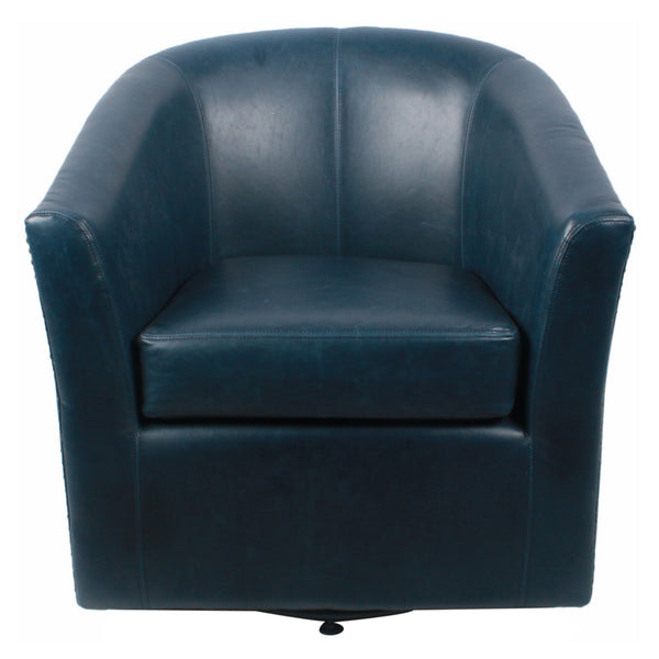Ernest Bonded Leather Swivel Arm Chair In Vintage Blue