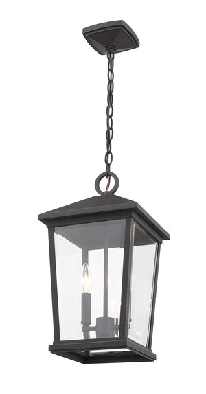 Beacon 2 Light Outdoor Chain Mount Ceiling Fixture in Oil Rubbed Bronze Finish