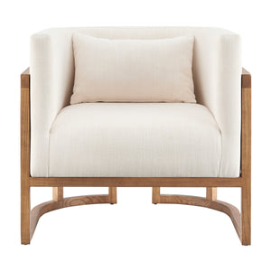 Velma Accent Arm Chair w/ Rattan, Shortbread/Natural