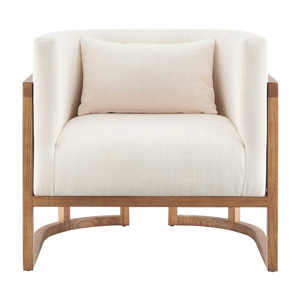 Velma Accent Arm Chair w/ Rattan, Shortbread/Natural