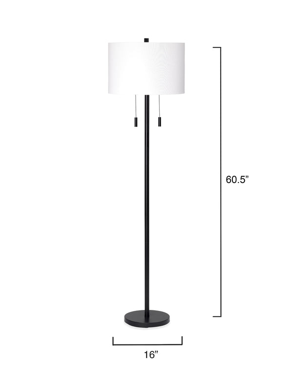 Lincoln 2-Light Metal Floor Lamp, Black