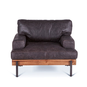 Portofino Distressed Antique Ebony Leather Armchair