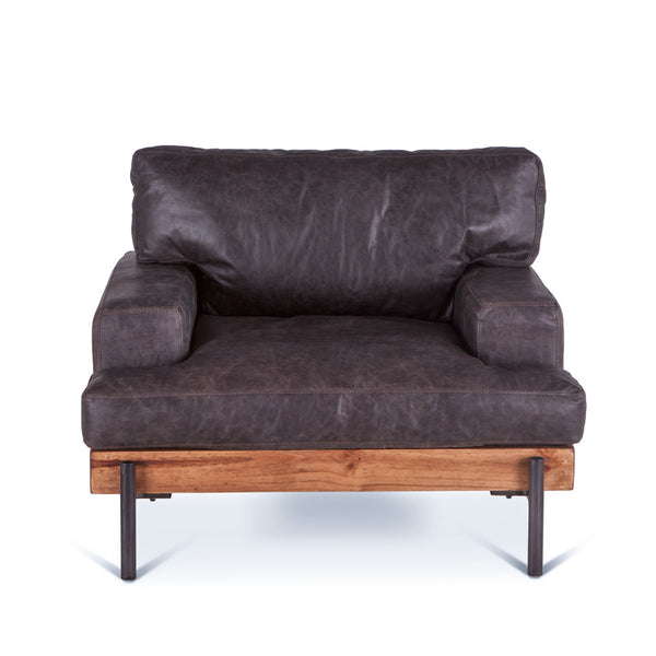 Portofino Distressed Antique Ebony Leather Armchair