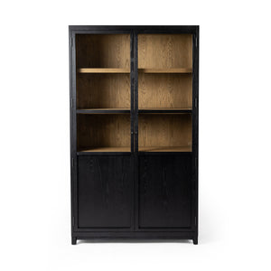 Millie Panel & Glss Door Cabinet In Mtt Blk