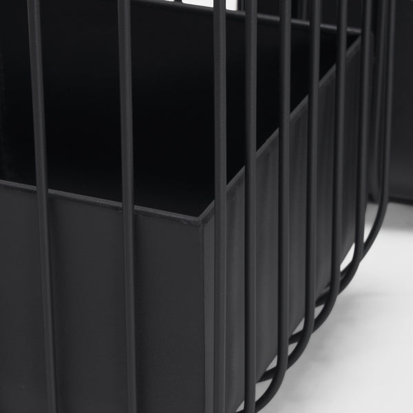 Verna Matte Black Wire Cage Metal Planters (Set of 2)