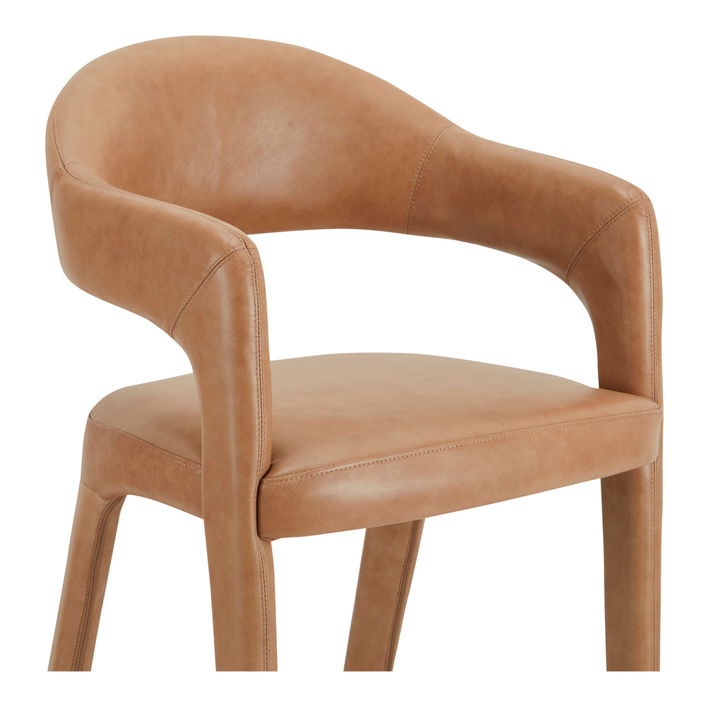 Martens Brown Leather Bar Stool with Barrel Back
