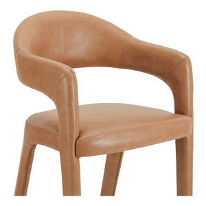 Martens Brown Leather Bar Stool with Barrel Back