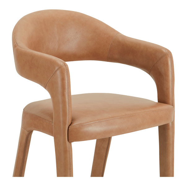 Martens Brown Leather Bar Stool with Barrel Back