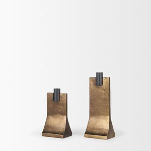 Polli Antiqued Gold w/ Matte Black Metal Taper Candleholders (Set of 2)