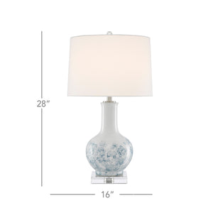 Myrtle Table Lamp In White & Blue & Clear & Polished Nickel