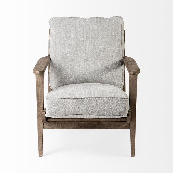 Olympus VI Frost Grey Fabric Wrapped Wooden Frame Accent Chair