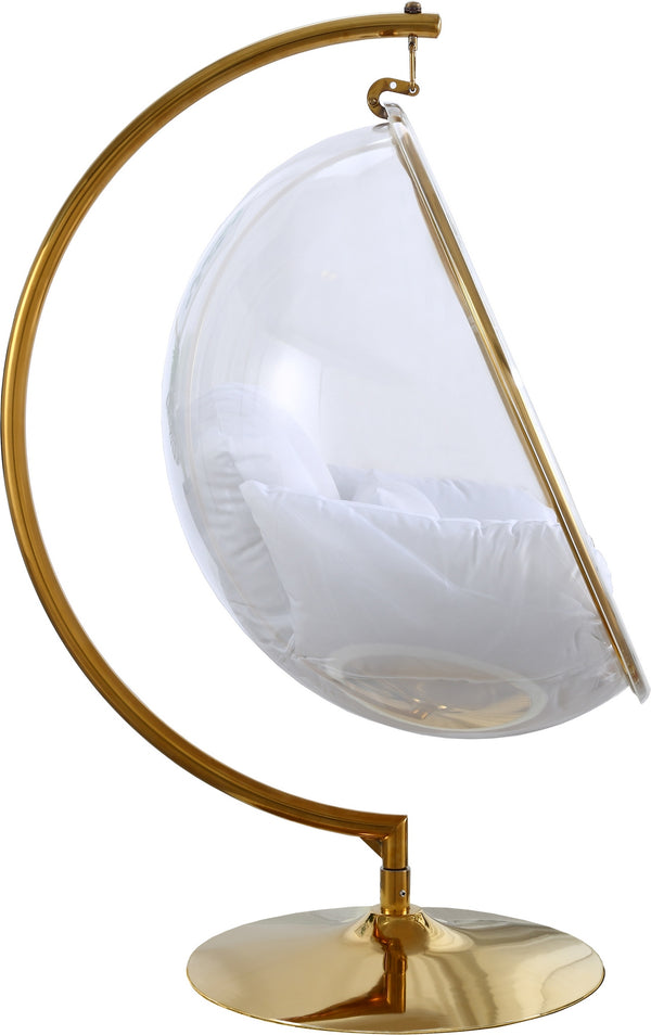 Rudy Acrylic Swing Bubble Accent Chair In White Fabric