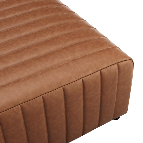 Harland Faux Leather Square Coffee Table/Ottoman, Vintage Cider