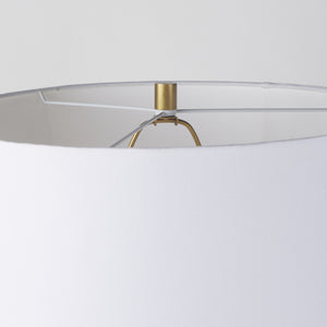 Leo 18.0L x 18.0W x 31.0H Gold Hammered W/White Fabric Shade Table Lamp