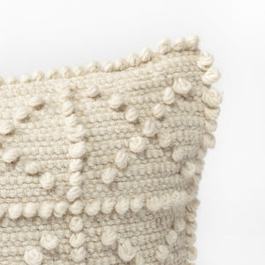 Leroy 18 x 18 Cream Raised Pattern Detail Decorative Pillow Cover