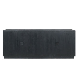 Larson Solid Wood 4 Door Cabinet with Glass Panels - Carbon Black