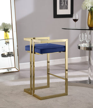 Winifred Stool In Navy Velvet and Gold
