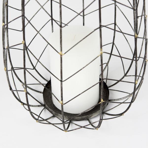 Petiole II Large Gold Toned Metal Table Candle Holder