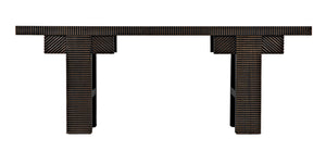 Nabu Mahogany Console in Hand-Rubbed Black with Light Brown Accents