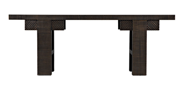 Nabu Mahogany Console in Hand-Rubbed Black with Light Brown Accents