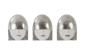 Fashion Faces Wall Tiles, Silver Leaf, Set of 3