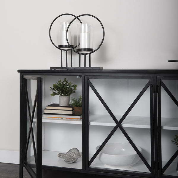 Saturn I Small Black Metal Table Candle Holder
