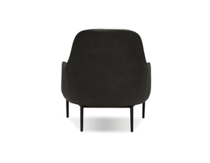 Swoon Lounge Chair in black leather with black legs