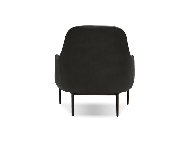 Swoon Lounge Chair in black leather with black legs