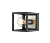 Kube 1 Light Wall Sconce in Matte Black + Brushed Nickel Finish