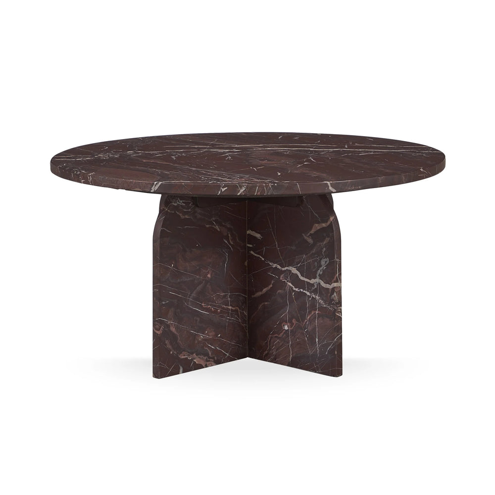 Reilly Marble Round Coffee Table - Merlot Finish
