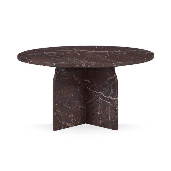 Reilly Marble Round Coffee Table - Merlot Finish