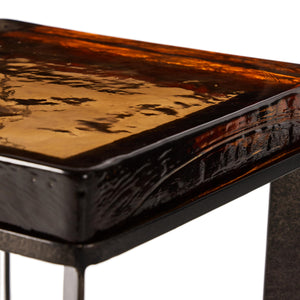 Lennie Cast Glass End Table in Amber