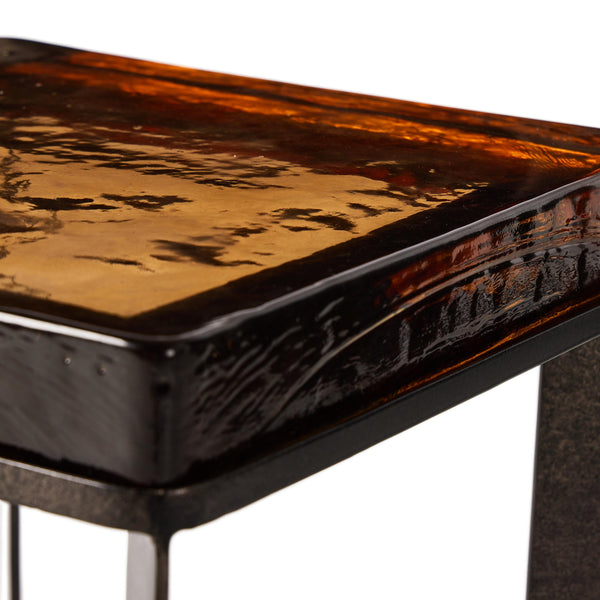 Lennie Cast Glass End Table in Amber