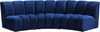 Lynda 3pc. Modular Sectional In Navy Velvet