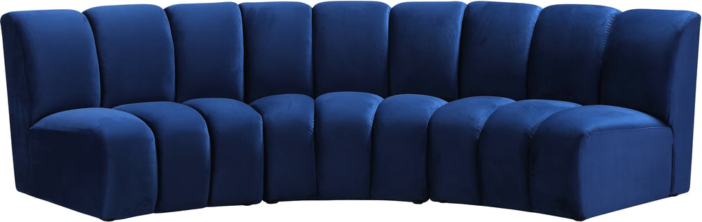 Lynda 3pc. Modular Sectional In Navy Velvet