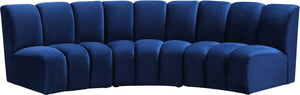 Lynda 3pc. Modular Sectional In Navy Velvet