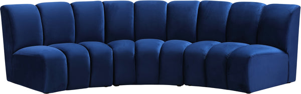 Lynda 3pc. Modular Sectional In Navy Velvet