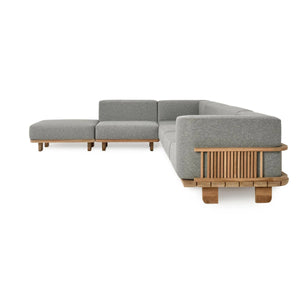 Hudson Outdoor 6pc Sectional in Natural/Gray