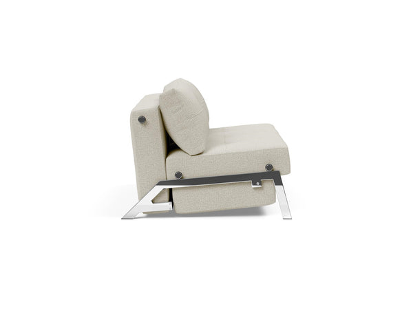 CUBED FULL SOFA BED in MIXED DANCE NATURAL FABRIC WITH Chrome legs 527