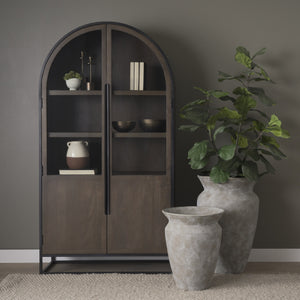 Tryna Large Beige w/ Matte Brown Ceramic Vase