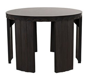 Fluted Side Table, Pale with Light Brown Trim