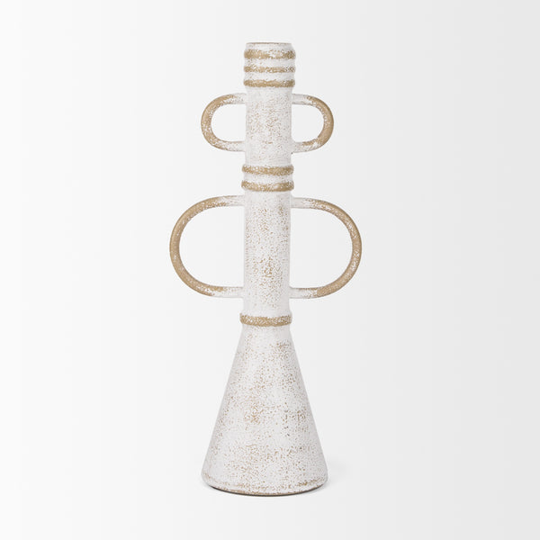 Ziva Large Distressed White Metal Sculptural Object