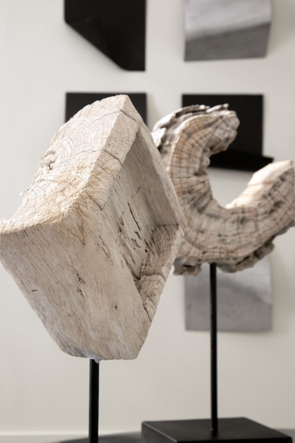 Eroded Wood Circle Sculpture on Stand , Assorted