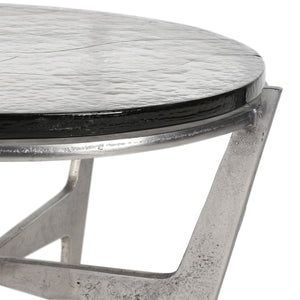 Patrick 18" Coffee Table with Glass Top & Zinc Antique Finish