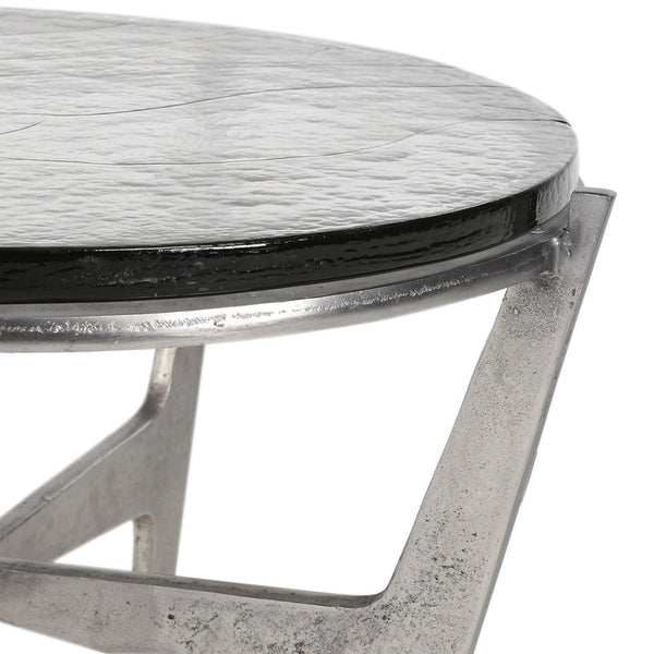Patrick 18" Coffee Table with Glass Top & Zinc Antique Finish