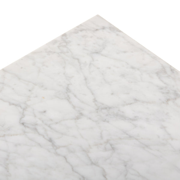 Bellamy End Table In White Carrera Marble