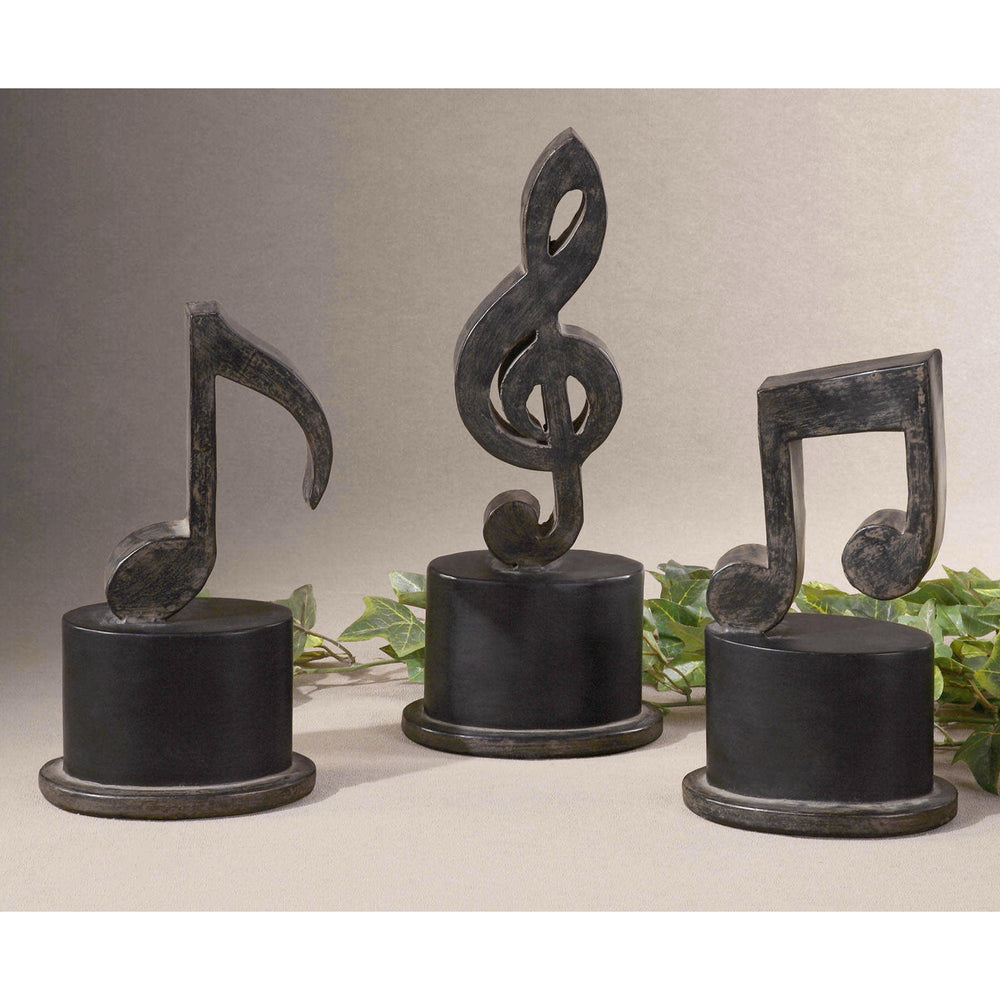 Music Notes Metal Figurines, Set/3