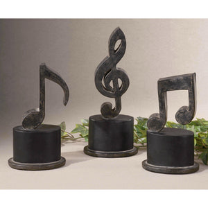 Music Notes Metal Figurines, Set/3