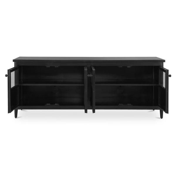 Henry Metal Media Unit with Glass Doors in Black
