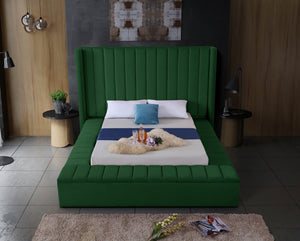 Joanne Queen Bed In Green Velvet